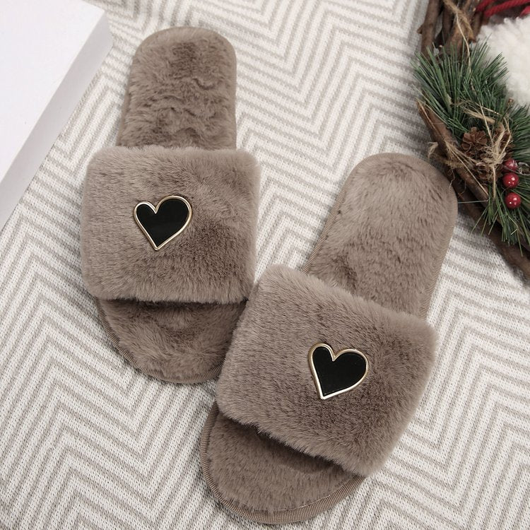 Heart-Shaped Mao Mao Slippers