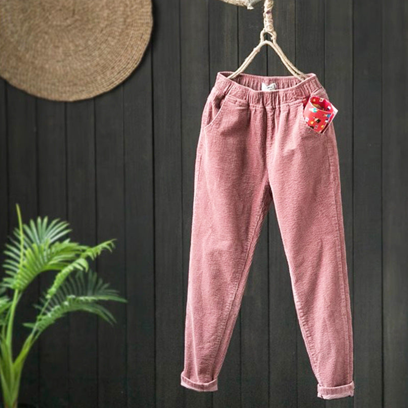 Fleece-Lined Corduroy Harem Pants