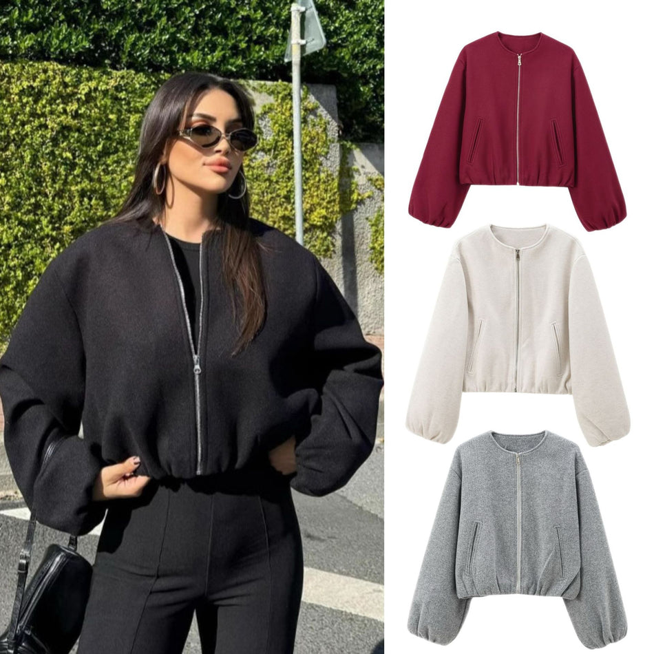 Winter Round-Neck Bomber Jacket