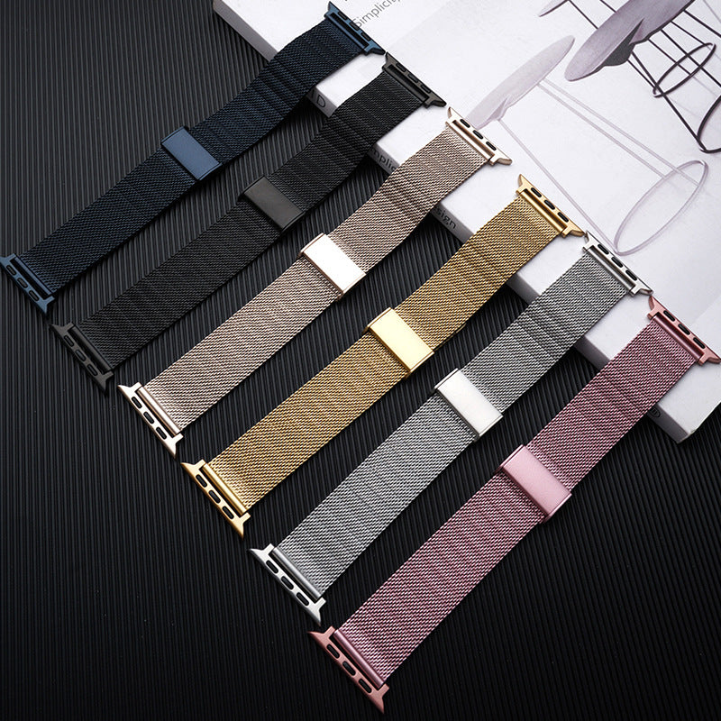 Stainless Steel Bamboo Mesh Watch Strap – Compatible with DW, Apple, and Huawei
