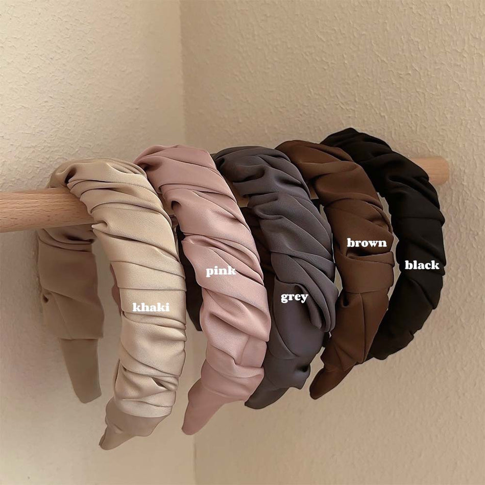 Satin Pleated High Crown Headband – Wide Luxe Look