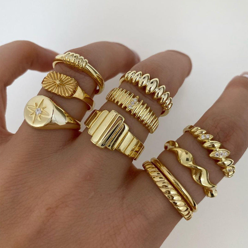Alloy Diamond Ring Set Women’s High-End Jewelry