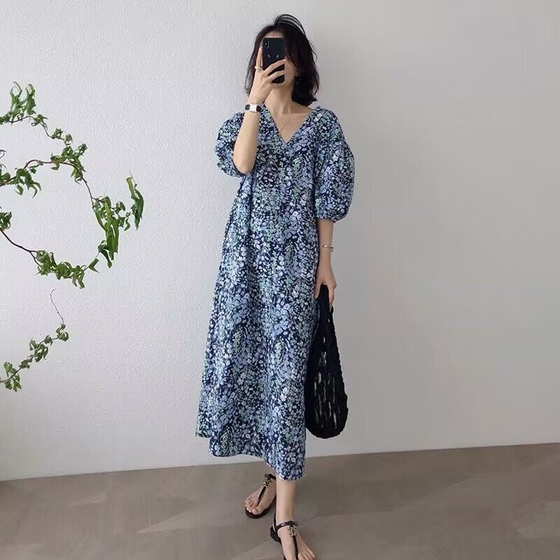 Puff Sleeve Cotton Dress