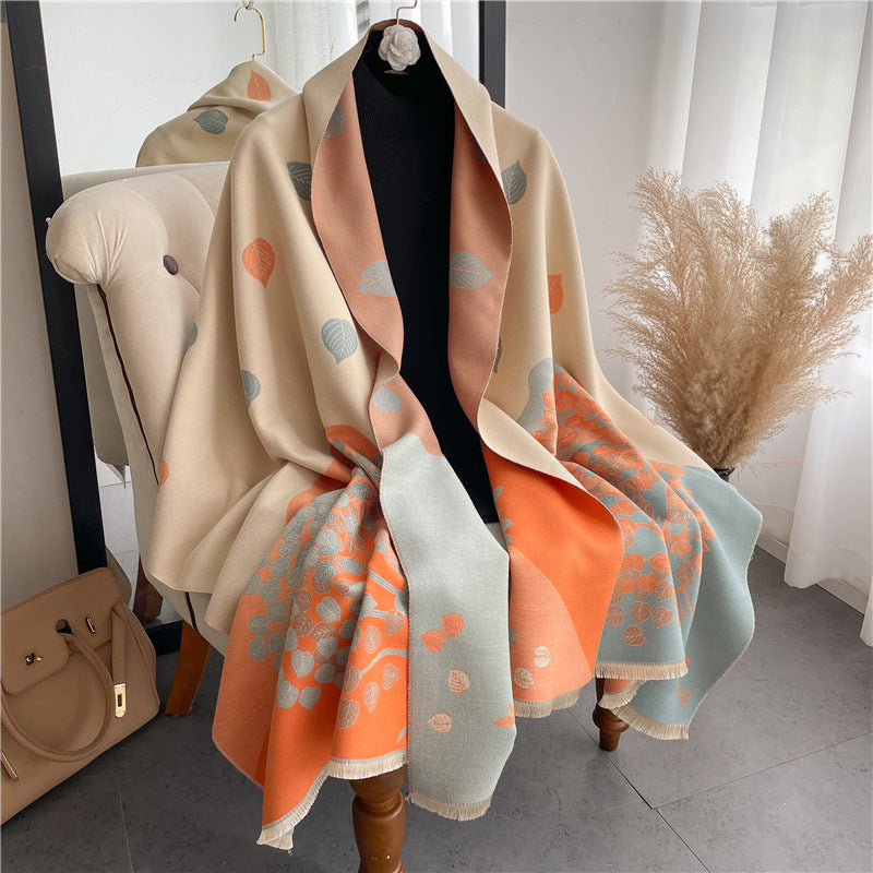 Leaf Print Scarf Shawl