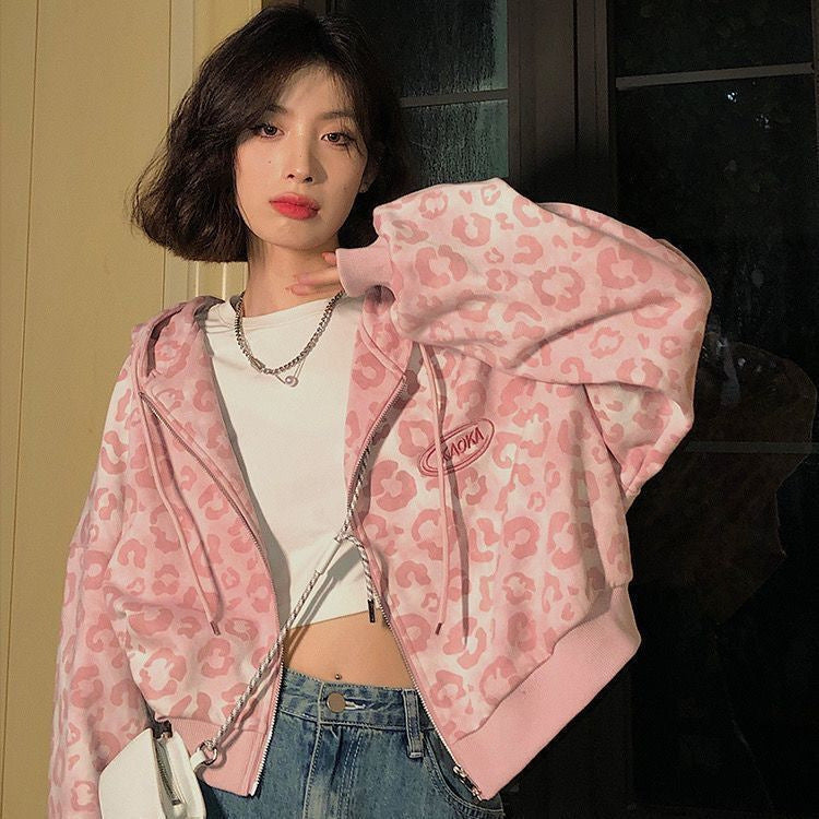 Women’s Pink Leopard Hoodie