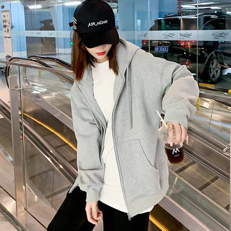 Women’s Zipper Hoodie Cardigan – Casual Plus Size Spring Jacket