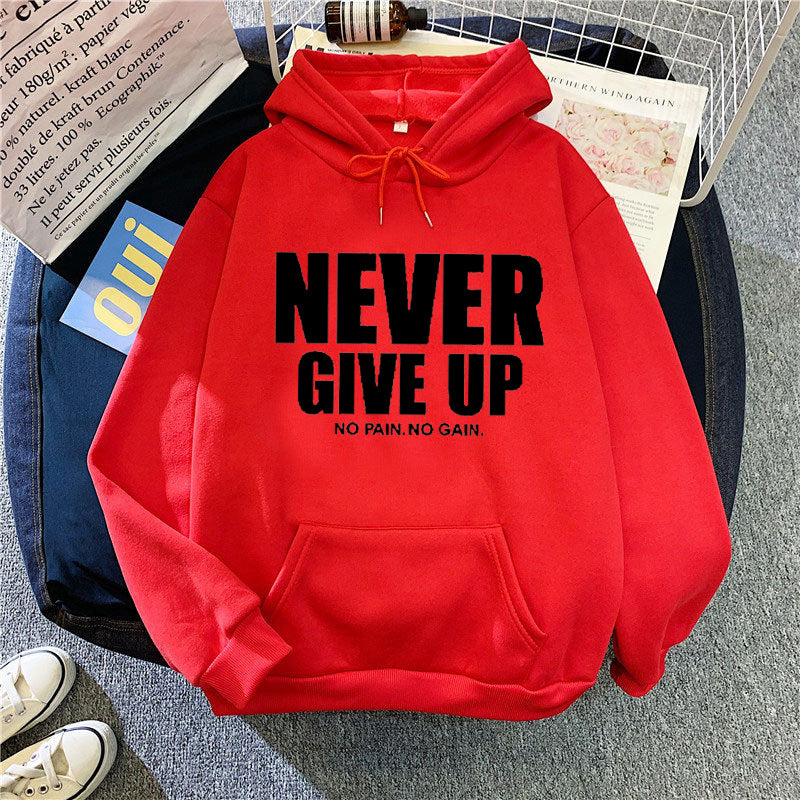 Women’s Letter Print Fleece Hooded Sweatshirt Top