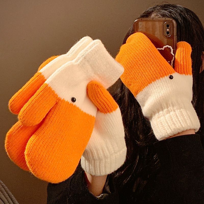 Goose Wool Mittens Women’s Thickened Cold-Proof