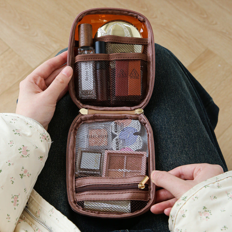 Portable Cosmetic Bag with Mirror Travel Small Bag