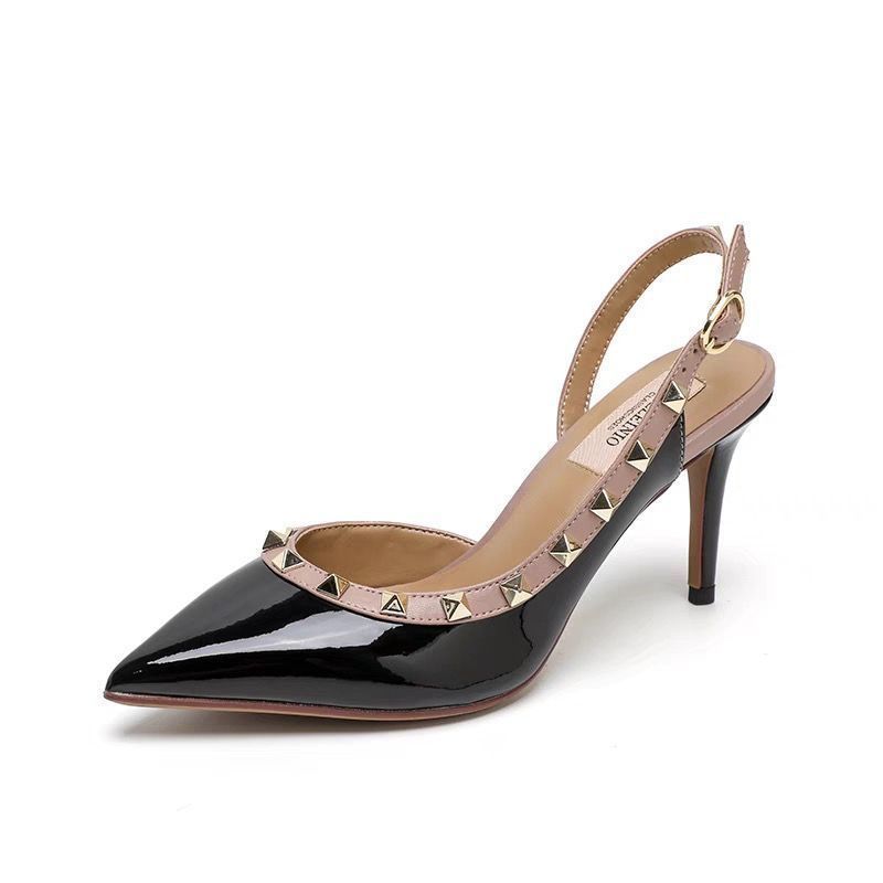 Women Elegant Rivet Stiletto Heels Buckle Strap Sandals Slim