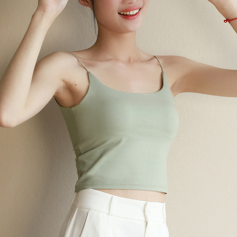 White U-Back Camisole with Pad – Summer Outerwear Vest
