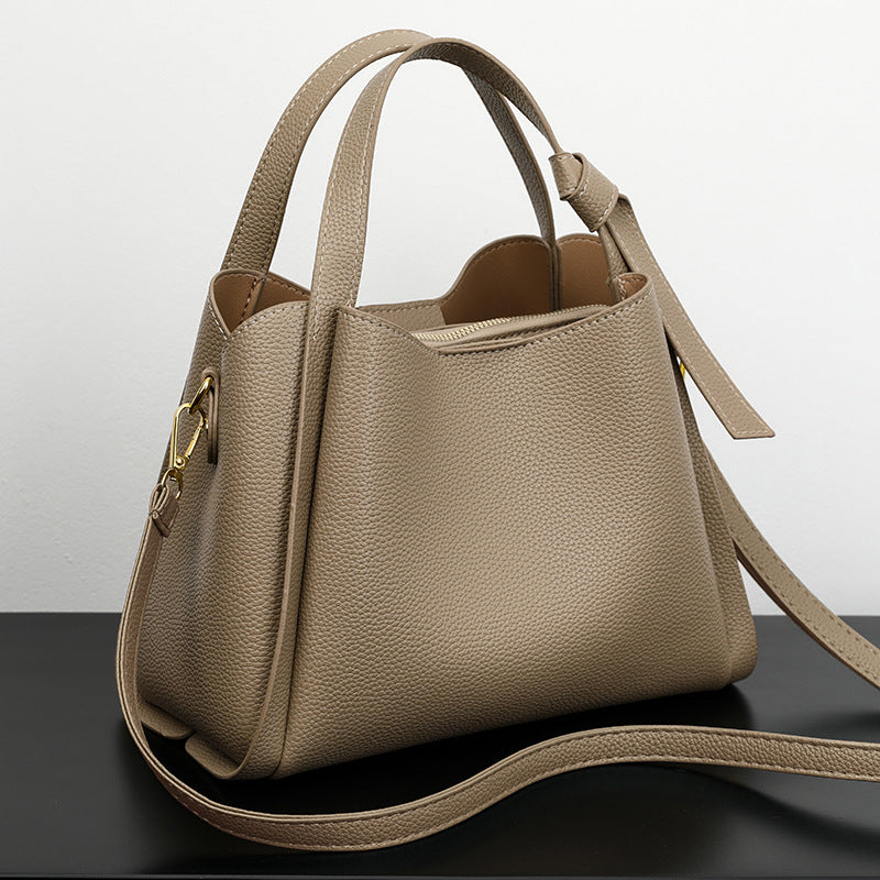 Soft Leather Bucket Shoulder Bag – Elegant Women’s Crossbody