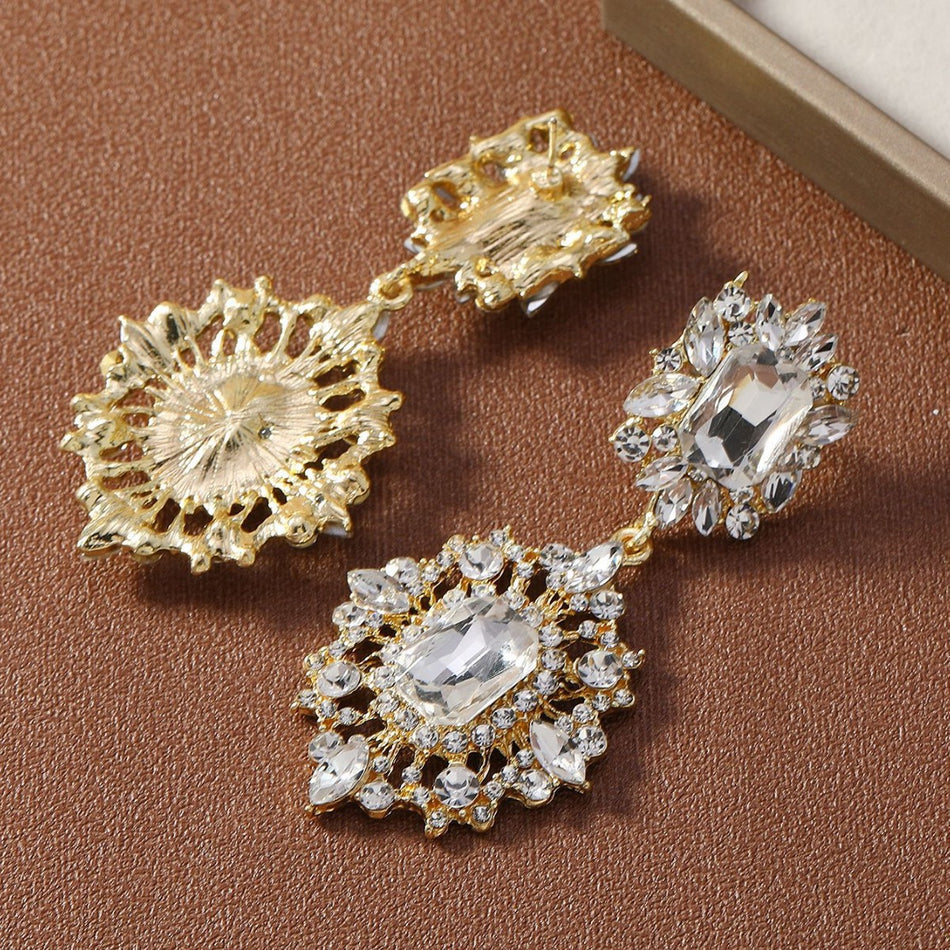 Retro Crystal Silver-Plated Earrings