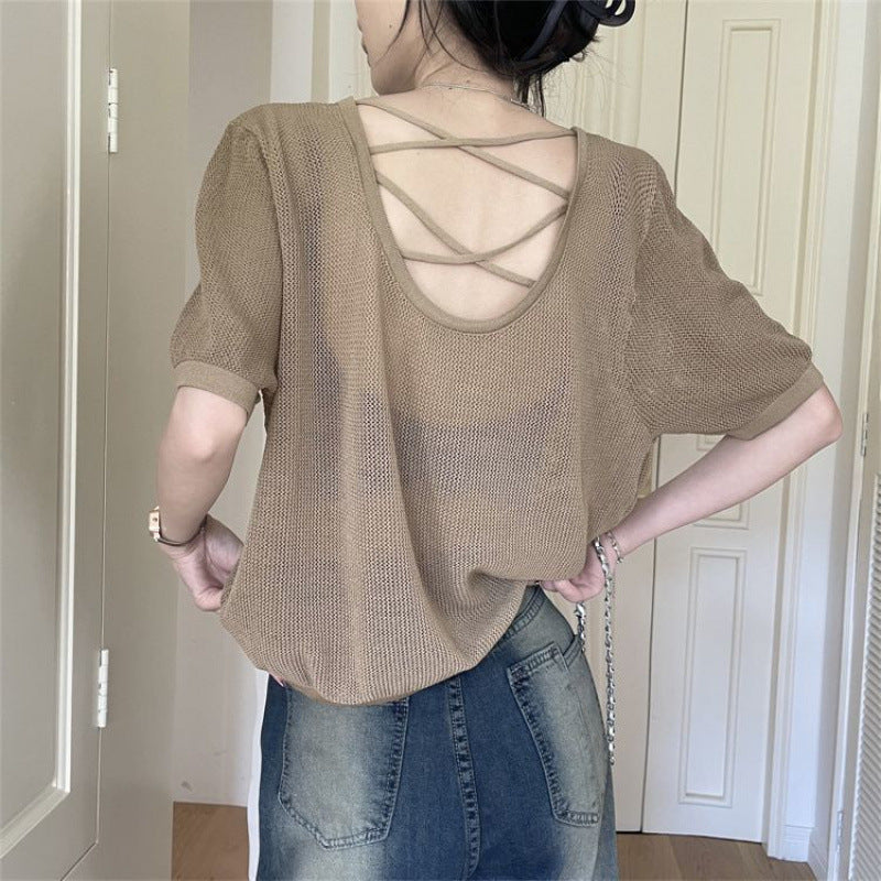 Back Cross Knitted T-Shirt