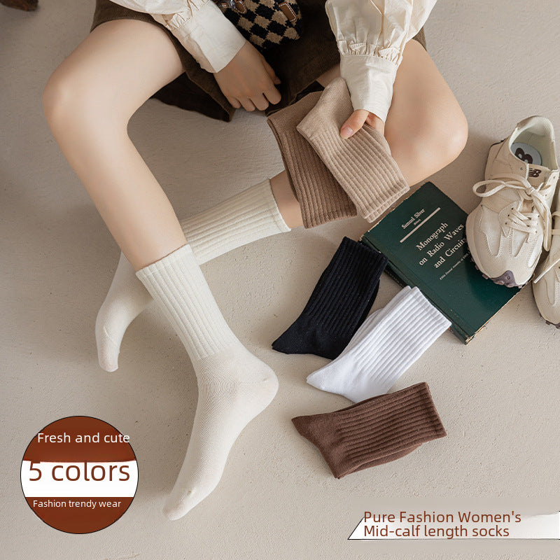 Women’s Cotton Mid-Tube Piled Socks – JK Style
