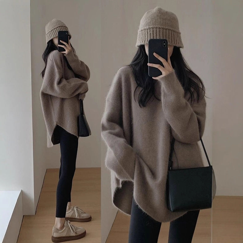 Women’s Plus-Size Mid-Length Lazy Knit Pullover