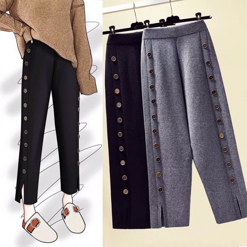 Korean Knitted Ankle-Length Pants – Casual & Comfy