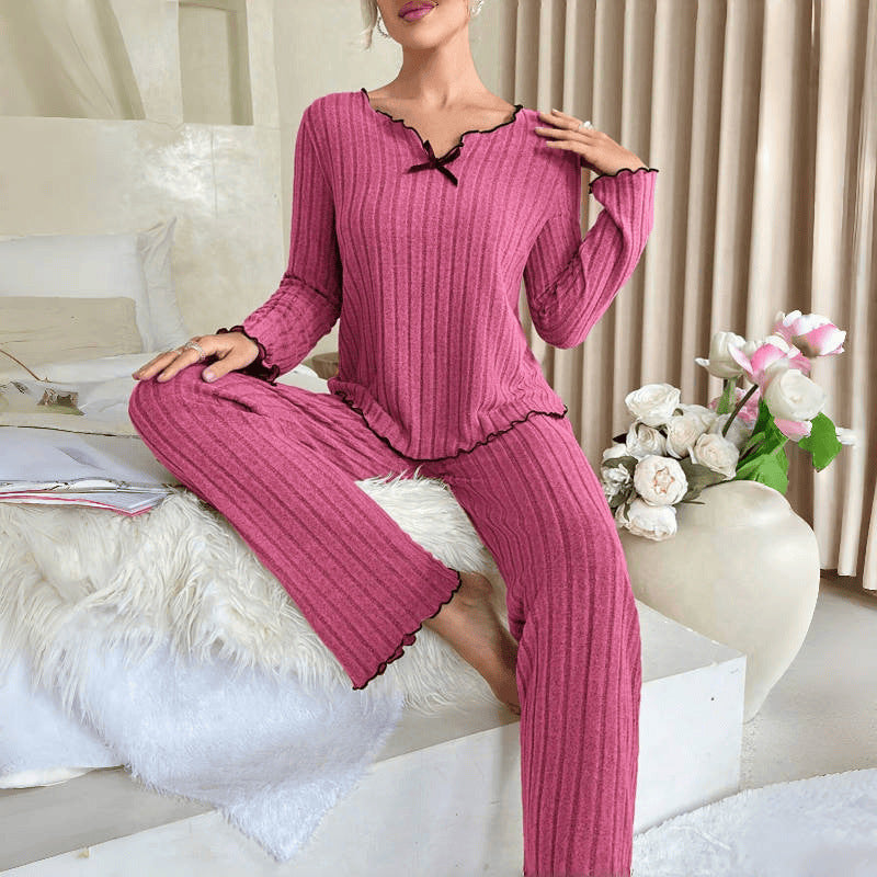 Women’s Black-Trim Leisure Pajama Set