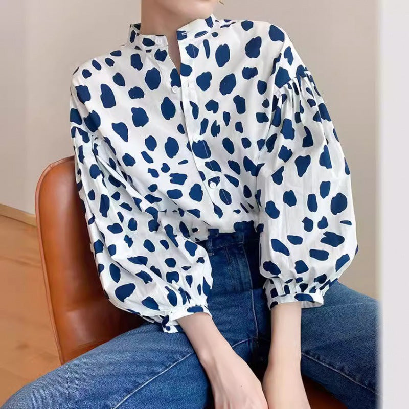 Puff Sleeve Polka Dot Shirt