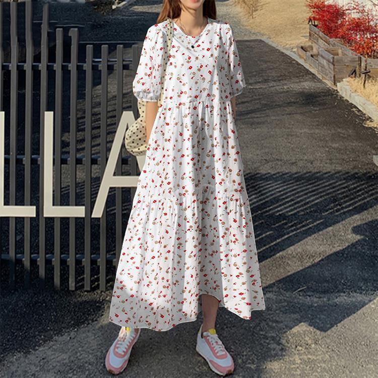 2022 Spring Cotton V-Neck A-Line Sling Dress