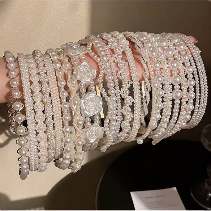 Trendy Pearl Rhinestone Headband – Elegant Handmade Hairband