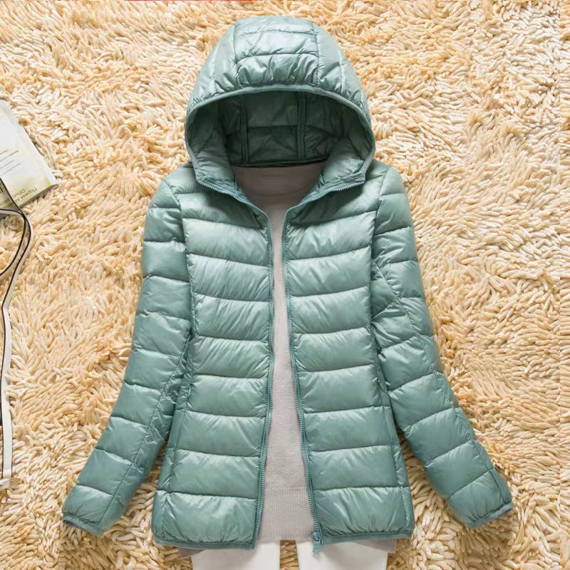 Women’s Slim Fit Hooded Down Jacket with Bag
