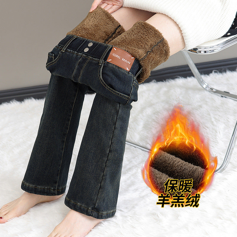 Women’s High-Waist Fleece-Lined Lambswool Jeans