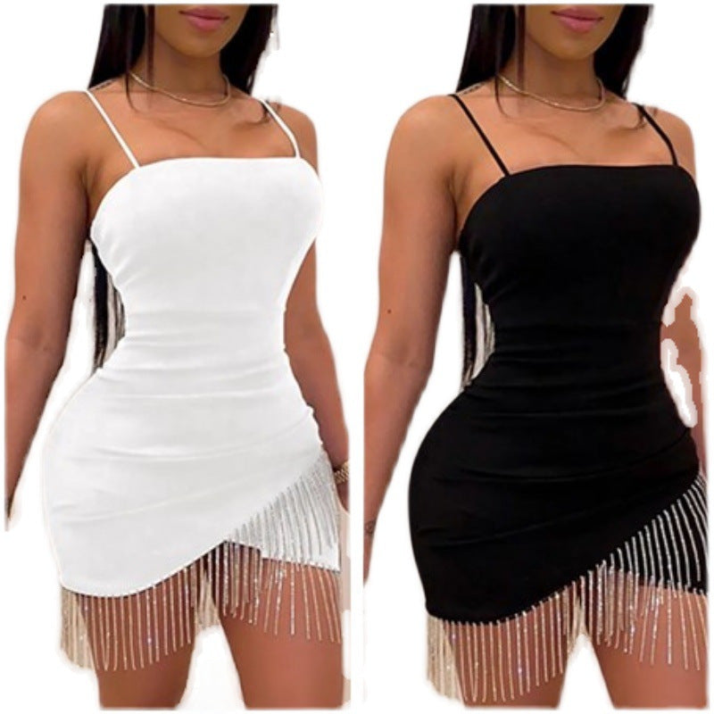 Sexy Slim Tassel Bodycon Dress| Strapless Chest Wrap Elegant Party Dress