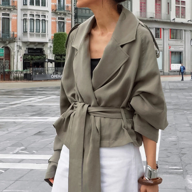 Women’s Large Lapel Tie Coat