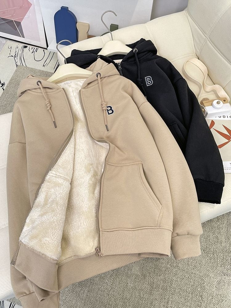 Women’s Arctic Velvet Fleece Hooded Zipper Cardigan Coat