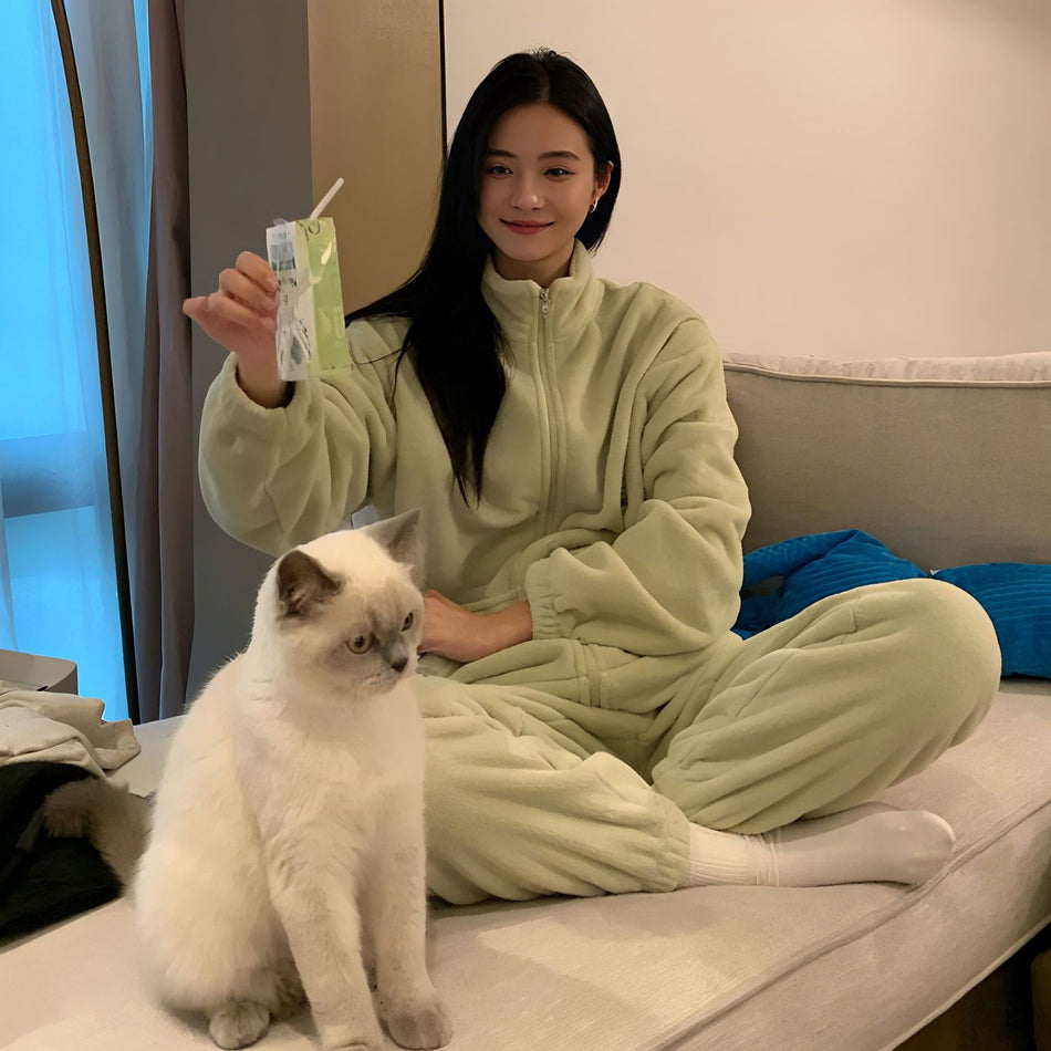 Matcha Green Flannel Pajama Set