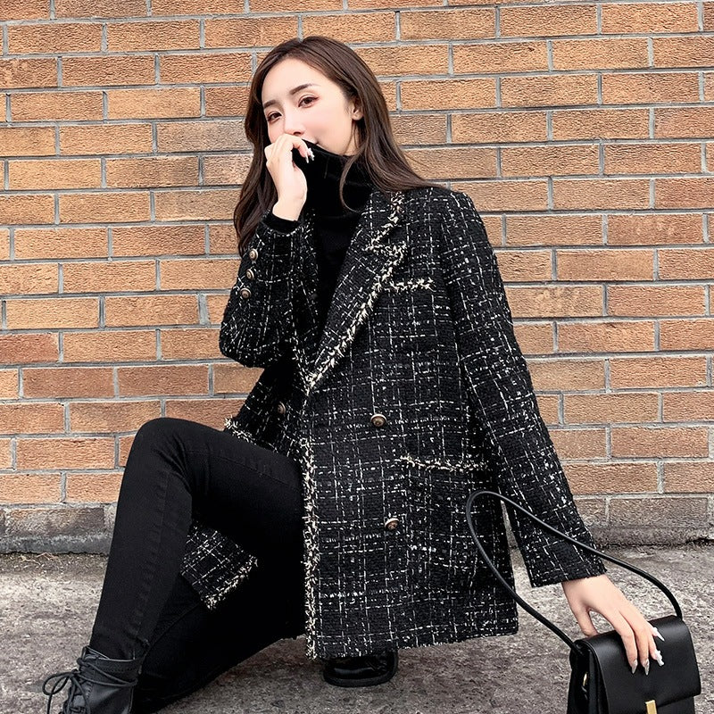 Women’s Loose Plaid Wool Coat