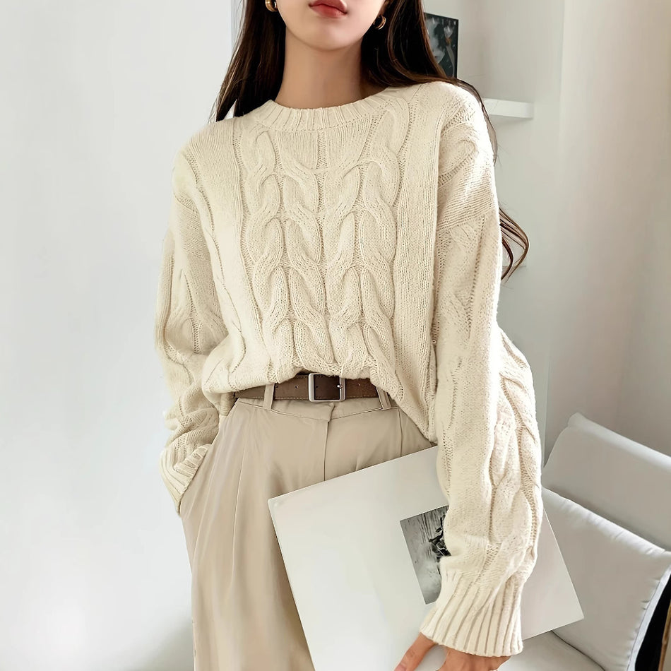 Winter Women’s Twist Knit Pullover Sweater