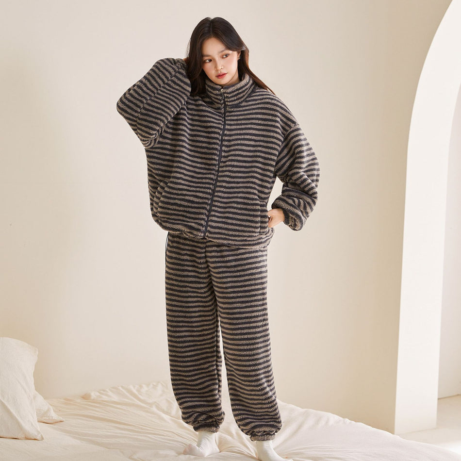 Women’s Coral Velvet Thickened Pajama Set Warm Homewear