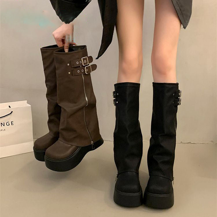 Western Knight Thick-Sole Long Boots