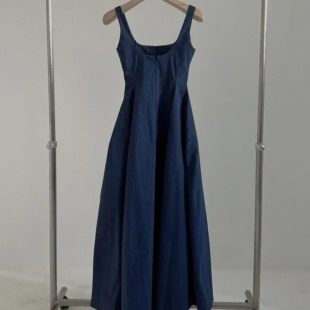 Slim Korean Sleeveless Midi Dress – Elegant Style