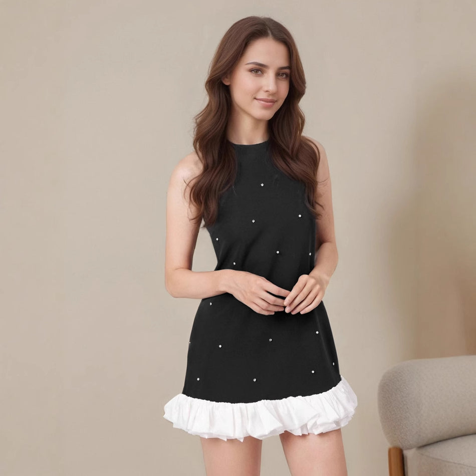 Sleeveless Black Suspender Dress