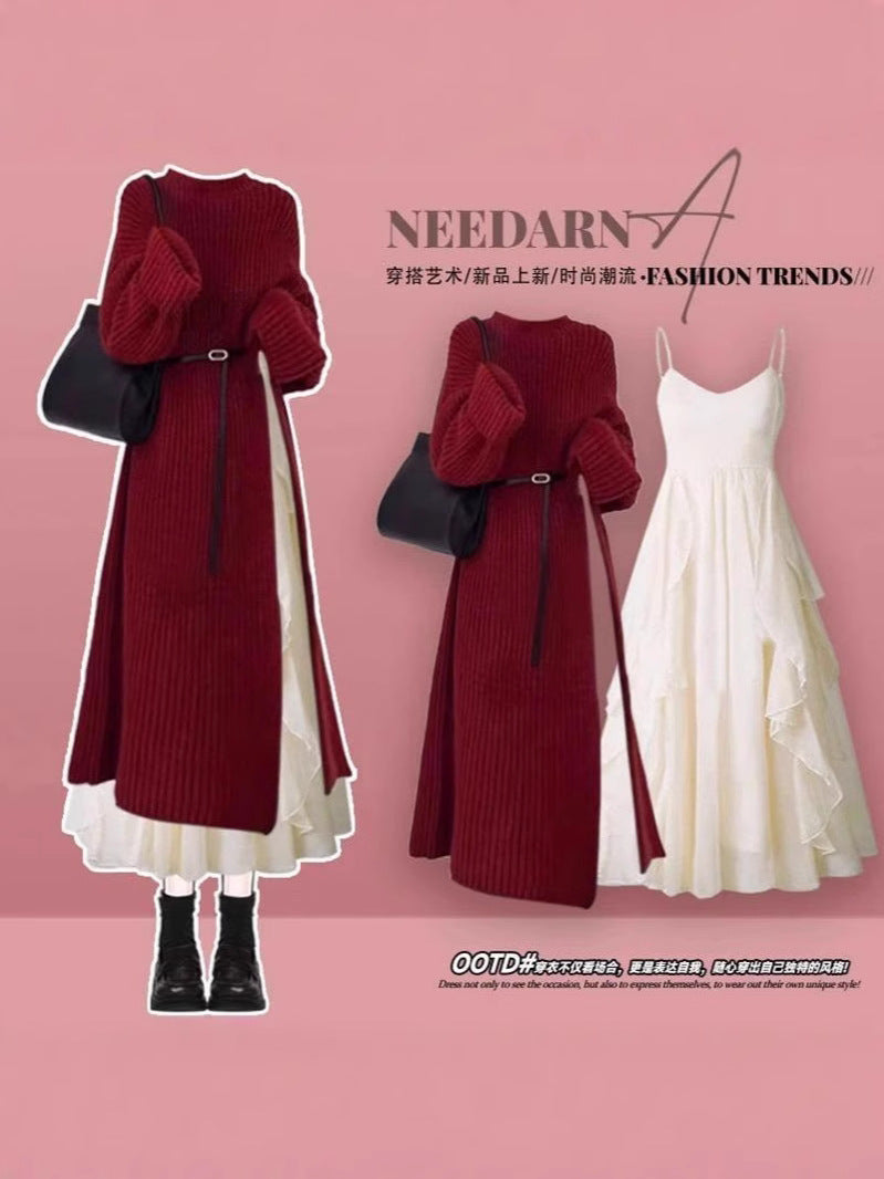 Women’s French-Style Knitted Sweater & Skirt Set