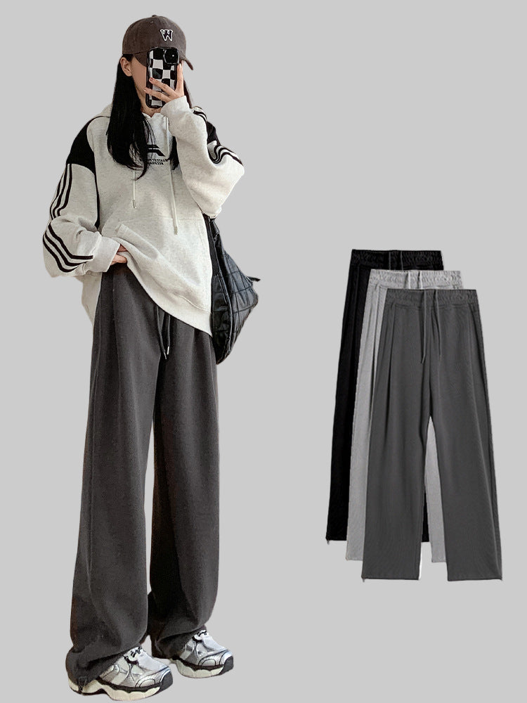 Gray Fleece-Lined High-Waist Slimming Sweatpants