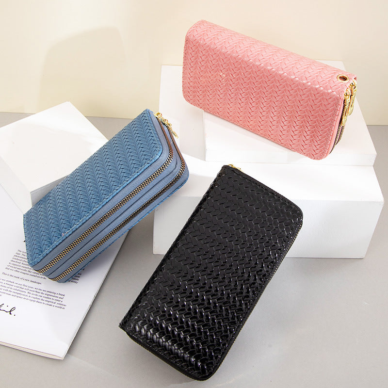 Patent Leather Double Zipper Wallet – Glossy, Bold & Spacious