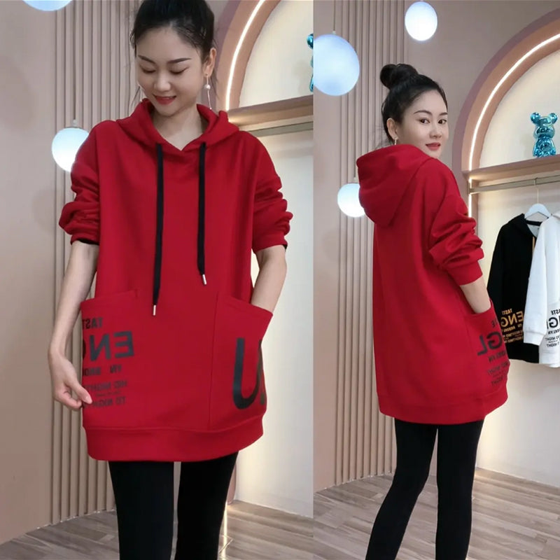 Women’s Velvet Thickened Hooded Mid-Length Jacket