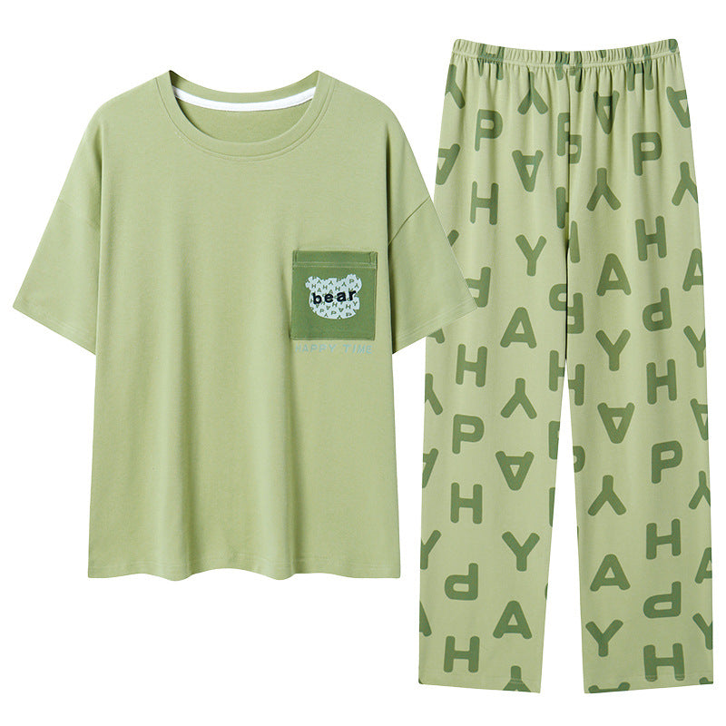 Chest Pad Cotton Round Neck Pajamas