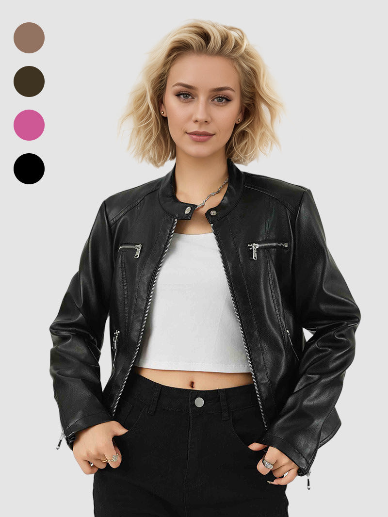Women’s Slim-Fit Motorcycle Leather Jacket