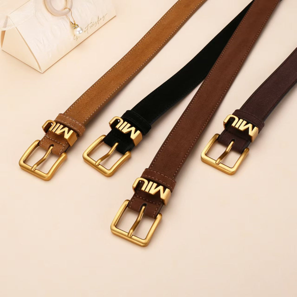 Premium Women's Leather Belt – Genuine Top Layer Cowhide with Pin Buckle