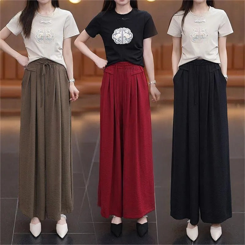 High-Waist Wide-Leg Skirt Pants