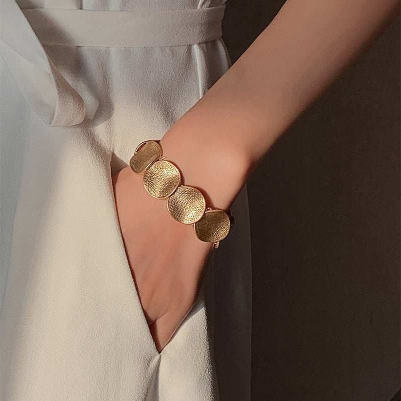 Geometric Cold-Wind Metal Round Stitching Bracelet
