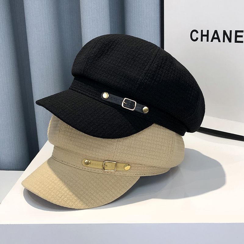 Women’s Plaid Leather Beret