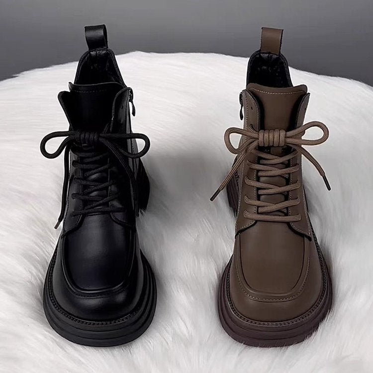 Soft Leather Fleece-Lined Cotton Boots