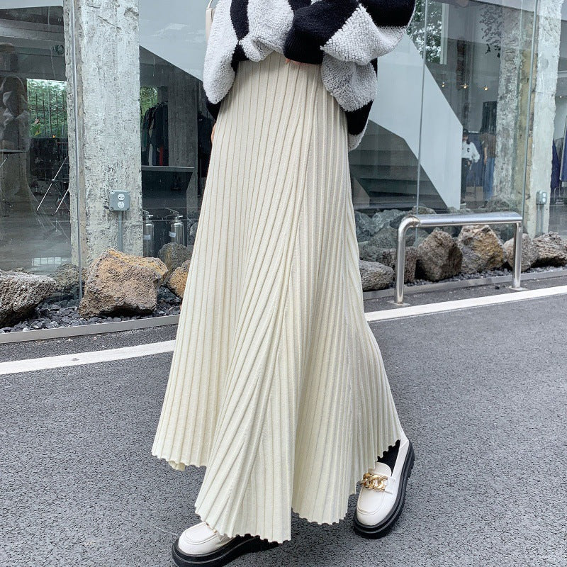 High-Waist A-Line Long Skirt