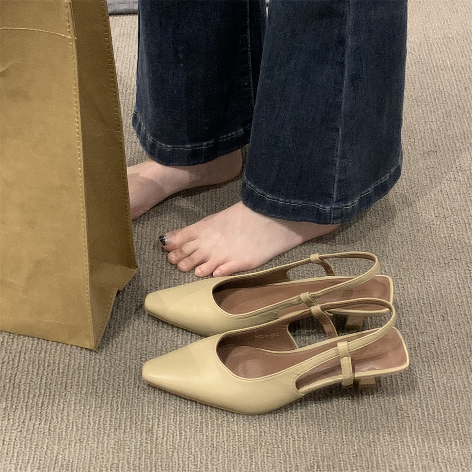 French High-End Pointed Slip-On Sandals for Women